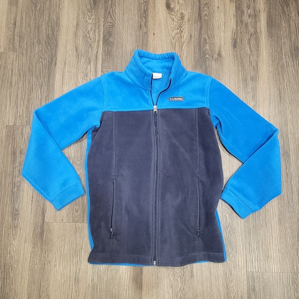 Columbia Fleece Jacket‎ Full Zip Pockets Blue Black Outdoors Size L